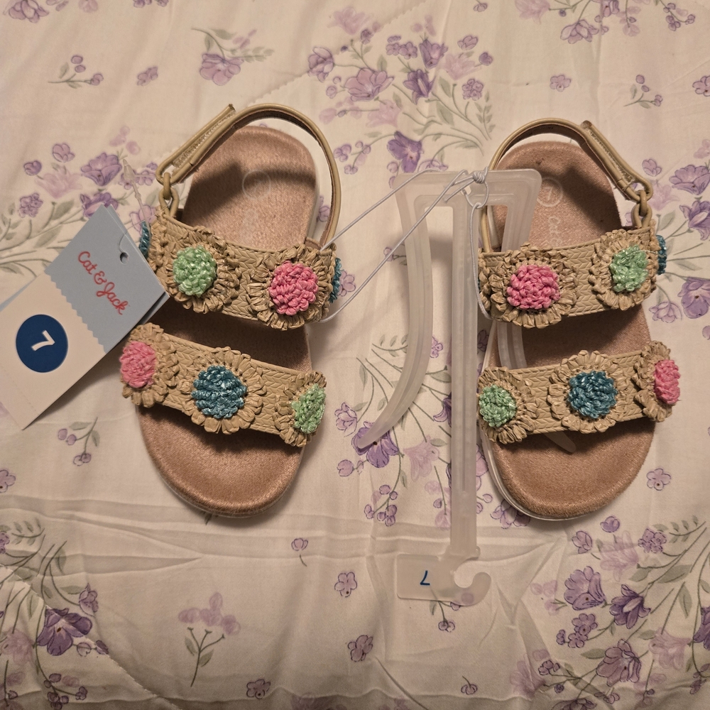 Cat & Jack Tan Crochet Kids Sandals